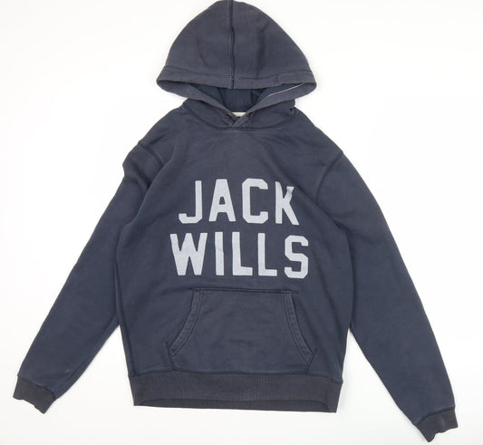 Jack Wills Men’s Blue Pullover Hoodie S Regular Fit Graphic Logo