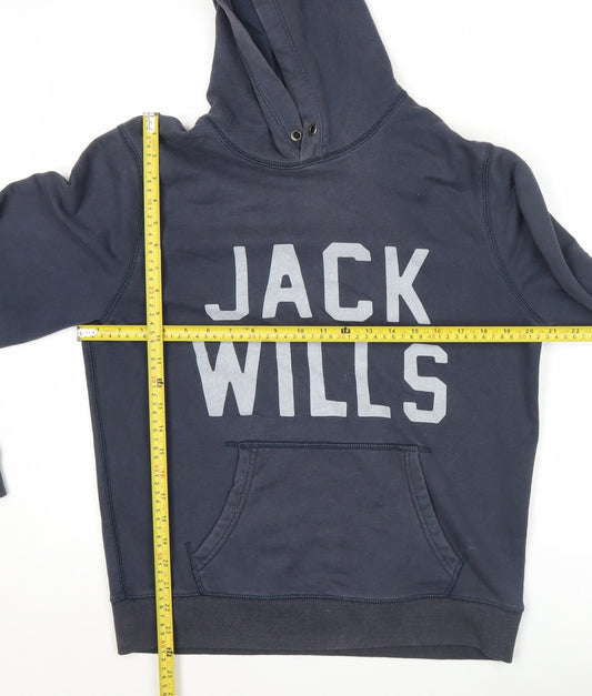 Jack Wills Men’s Blue Pullover Hoodie S Regular Fit Graphic Logo