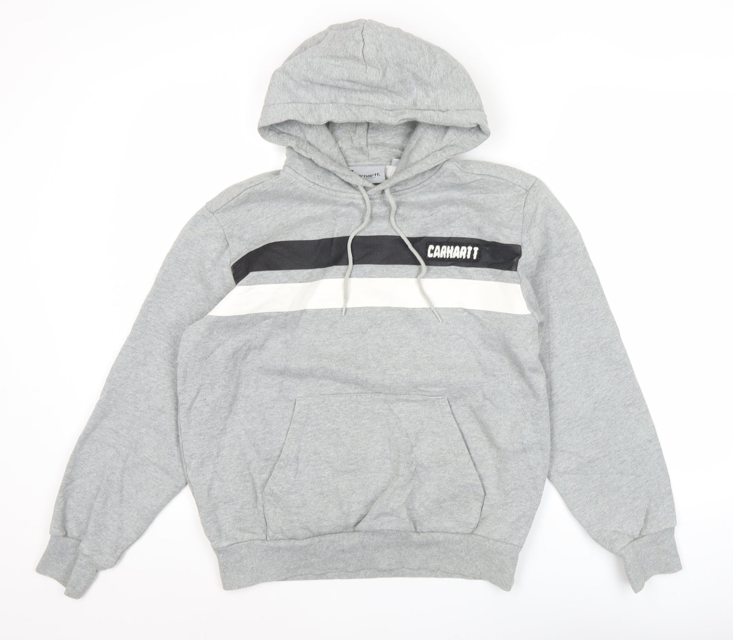 Carhartt Men’s Grey Pullover Hoodie Small Logo Graphic Sweatshirt