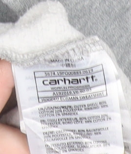 Carhartt Men’s Grey Pullover Hoodie Small Logo Graphic Sweatshirt