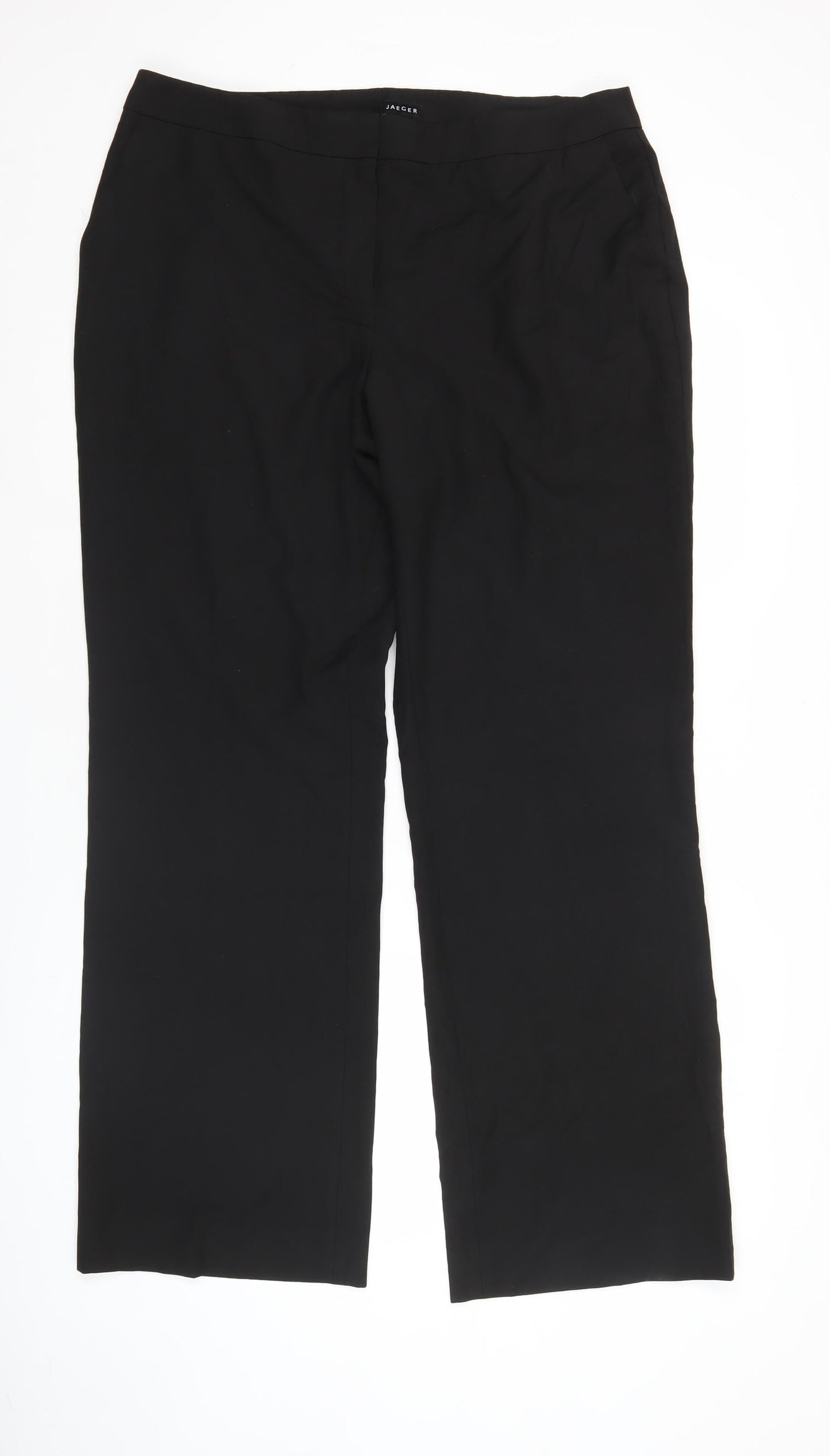 Jaeger Women’s Black Size 16 Straight Leg Trousers Business Workwear