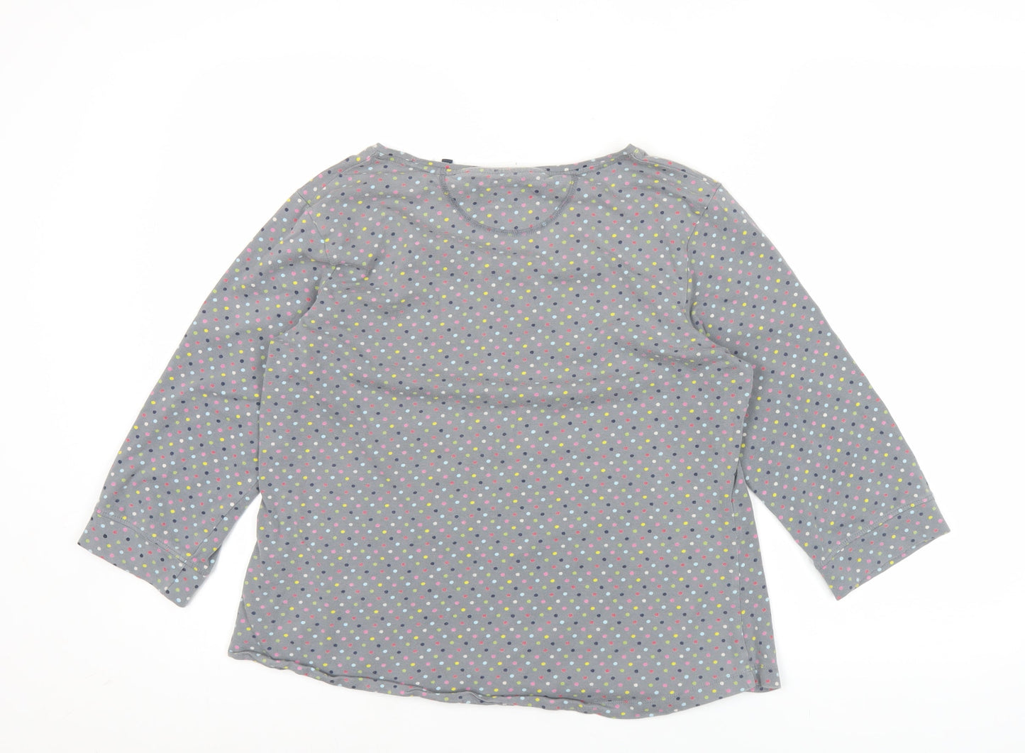 Seasalt Womens Grey Polka Dot 3/4 Sleeve Cotton Top Size 16