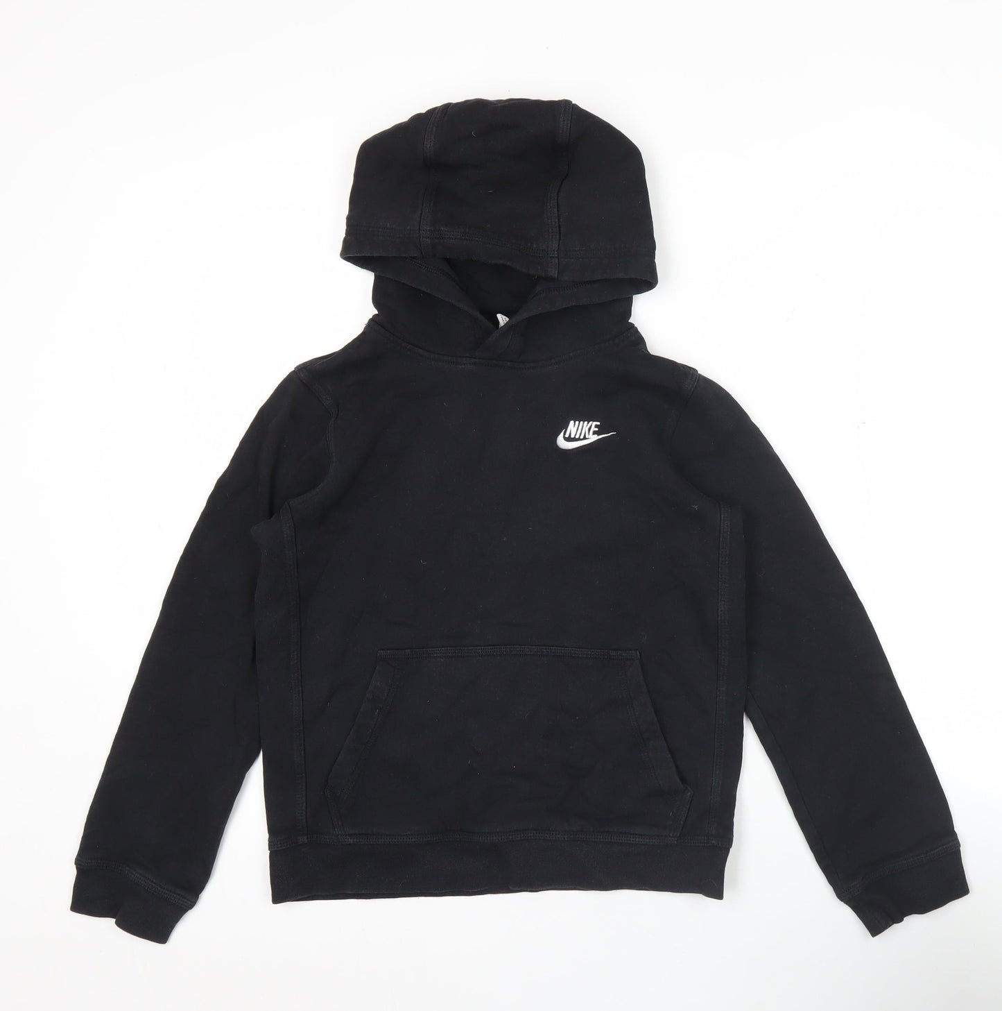 Nike Boys Black Pullover Hoodie 9-10 Years Fleece Logo Sweatshirt