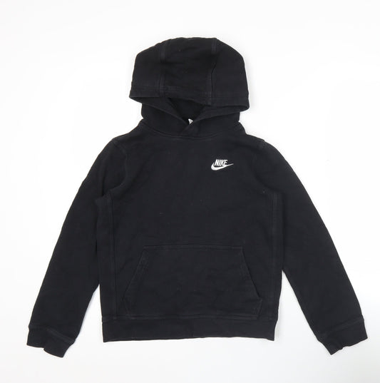 Nike Boys Black Pullover Hoodie 9-10 Years Fleece Logo Sweatshirt