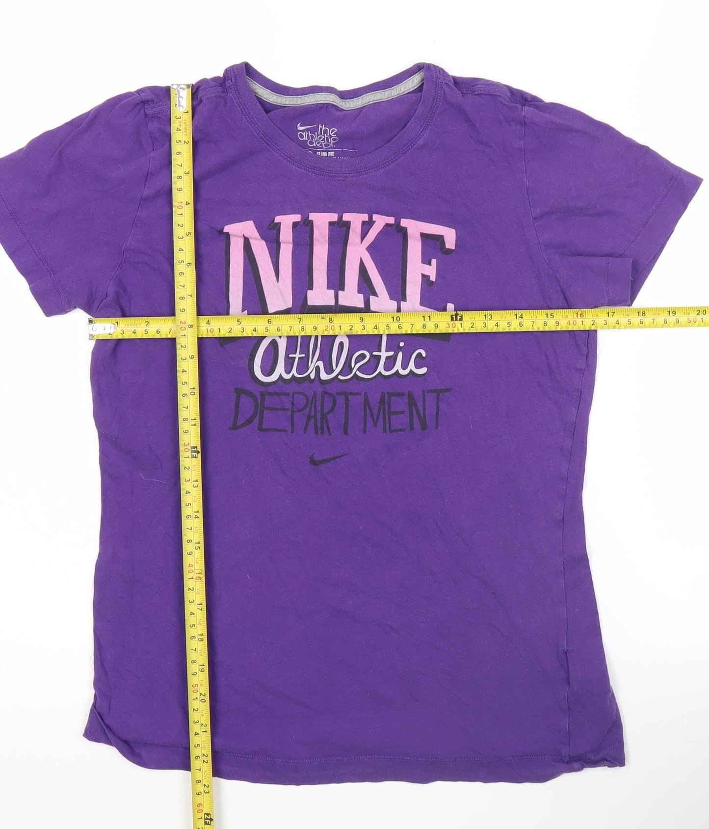 Nike Womens Purple Slim Fit T-Shirt Size L Athletic Dept Sports Tee