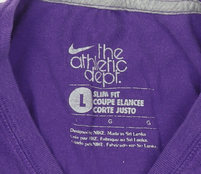 Nike Womens Purple Slim Fit T-Shirt Size L Athletic Dept Sports Tee