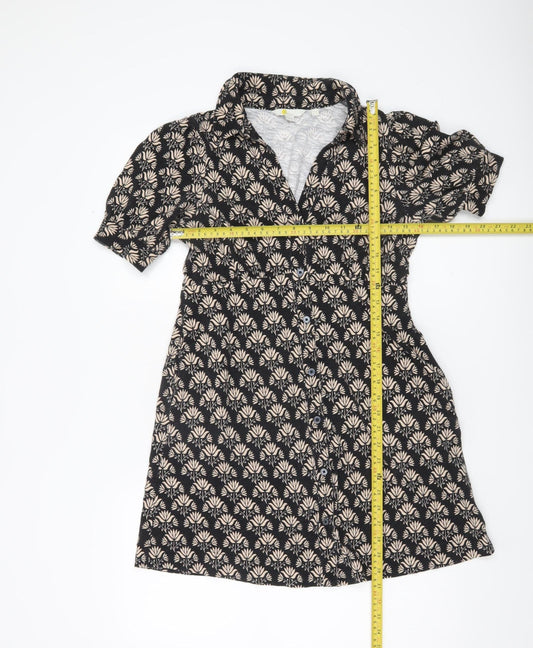 Boden Women’s Black Floral Cotton Shirt Dress Size 10P