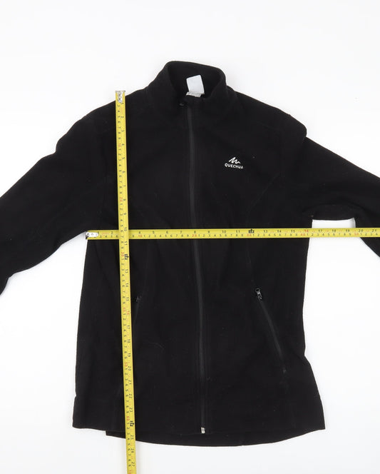 Quechua Women Black Fleece Jacket Size L Full Zip Outdoor