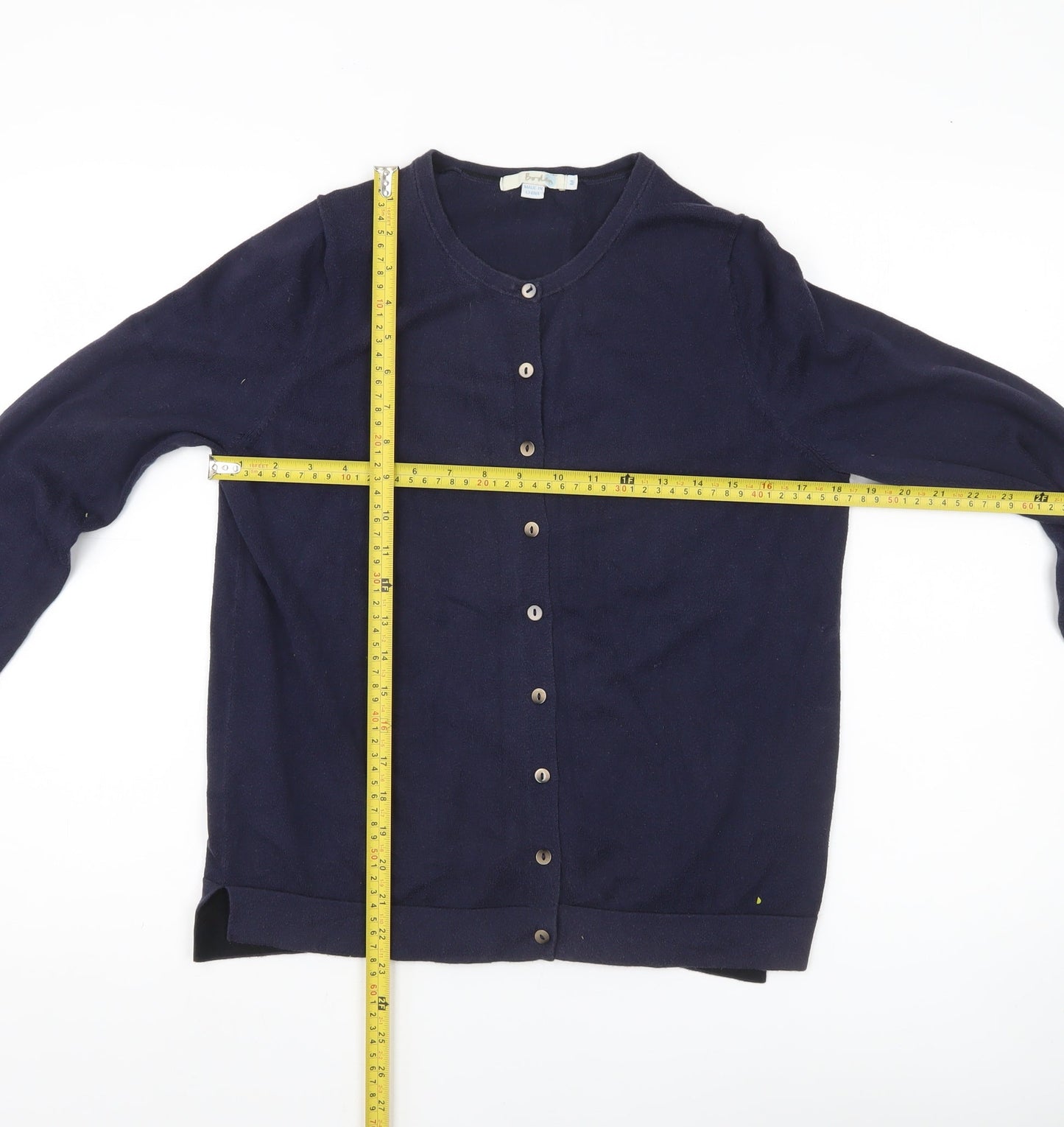 Boden Women’s Blue Crew Neck Cardigan Jumper Size M Cotton Blend