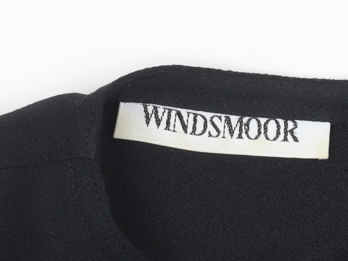 Windsmoor Womens Black Blouse Size 12 Long Sleeve Embroidered