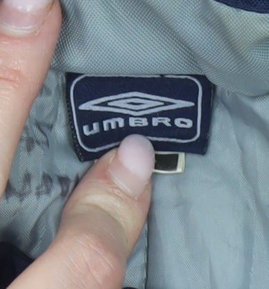 Umbro Boys Blue Puffer Jacket 11 Years Full Zip Padded Mid-Length Coat