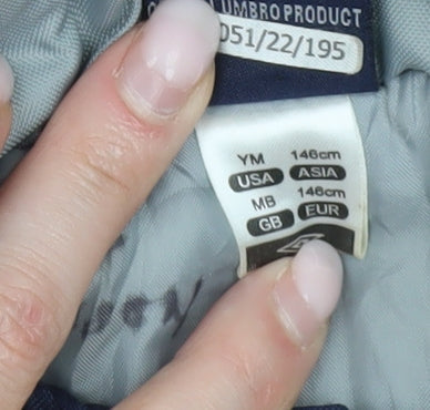 Umbro Boys Blue Puffer Jacket 11 Years Full Zip Padded Mid-Length Coat