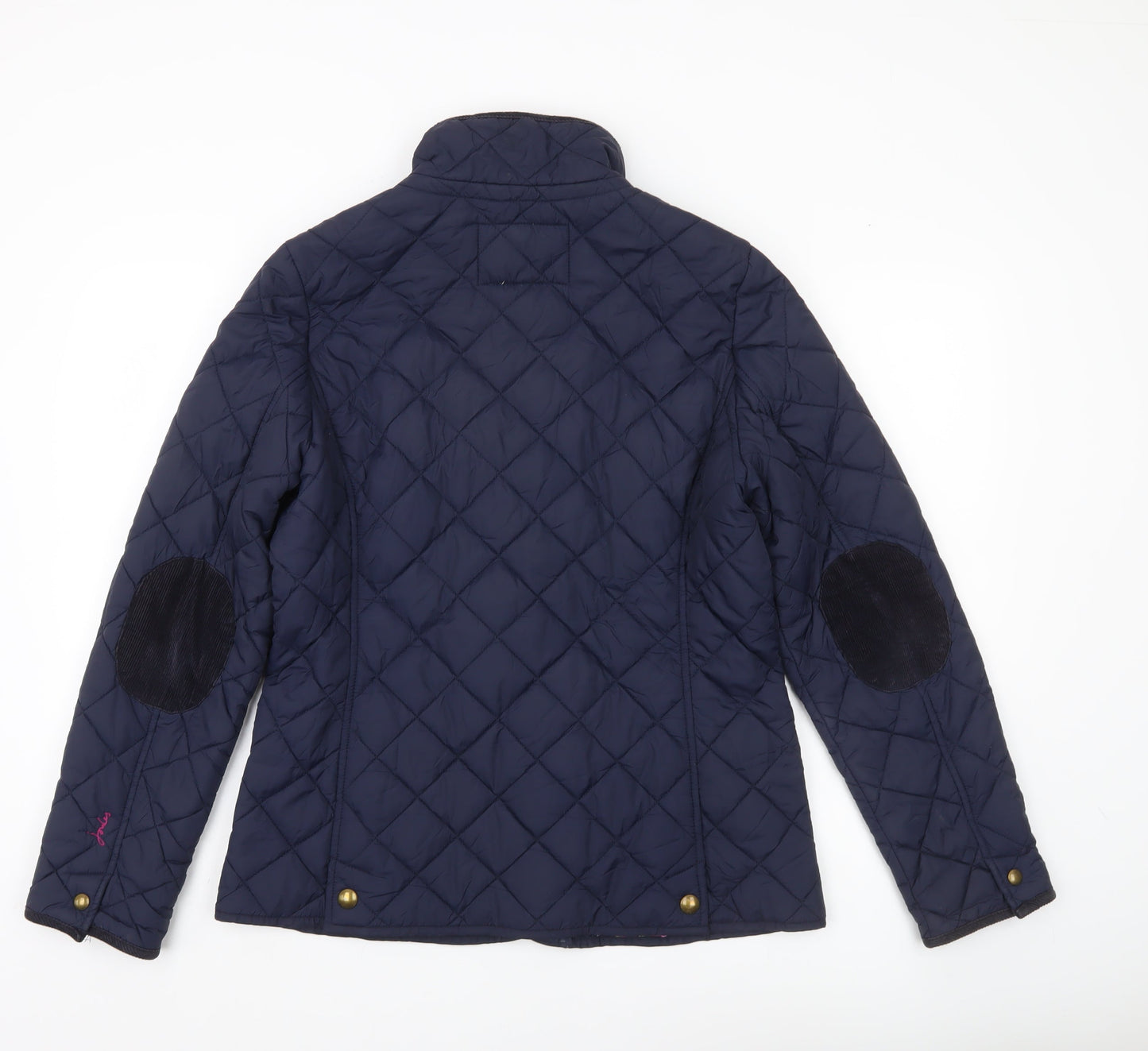 Joules Womens Navy Quilted Jacket Size 14 Blue Button Casual Coat