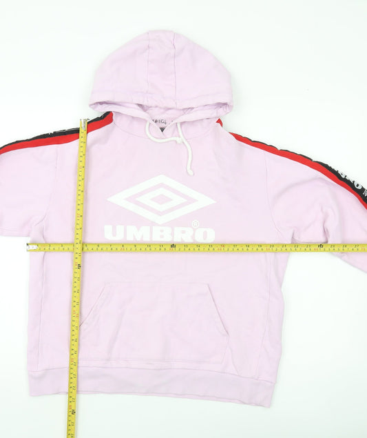 Umbro Womens Pink Pullover Hoodie L Logo Sportswear Cotton