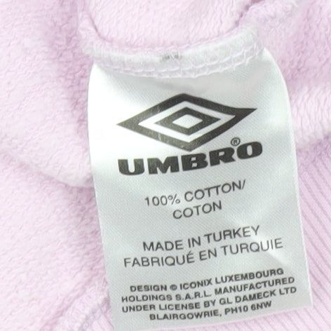 Umbro Womens Pink Pullover Hoodie L Logo Sportswear Cotton