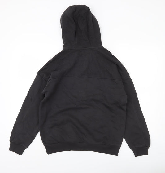 Marks and Spencer Boys Black Hoodie 12-13 Yrs Regular Fit Pullover