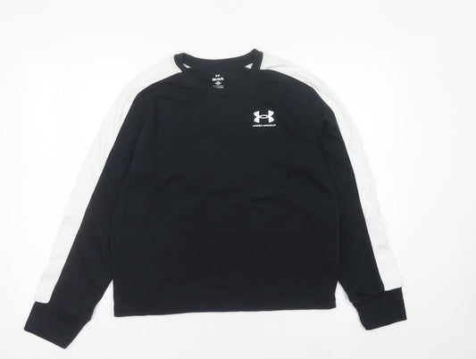 Under Armour Womens Black Sweatshirt Size M Logo Pullover Gym