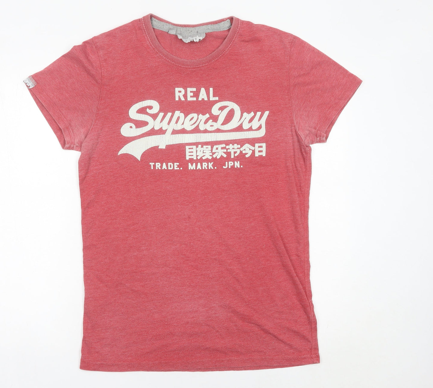 Superdry Men's Red Graphic Logo T-Shirt Size M Crew Neck Short Sleeve