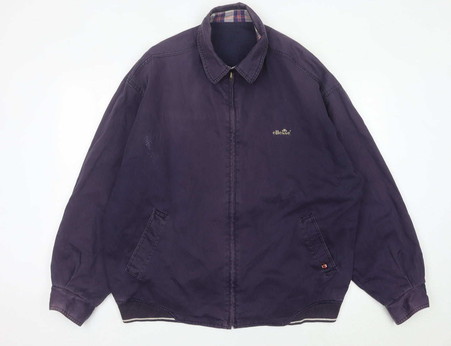 Ellesse Men's Purple Cotton Basic Jacket L Vintage Casual Zip