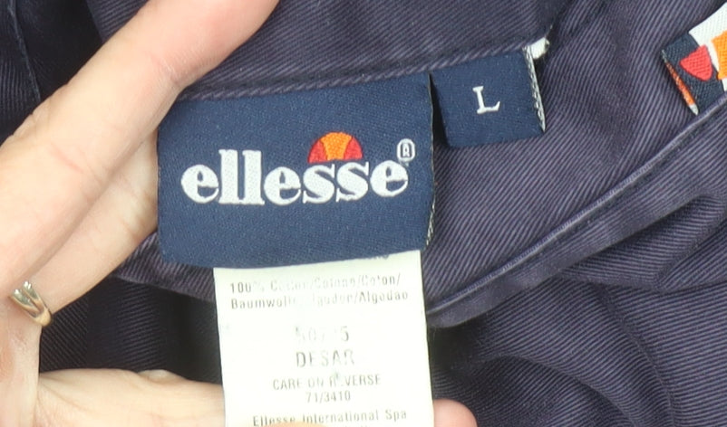 Ellesse Men's Purple Cotton Basic Jacket L Vintage Casual Zip