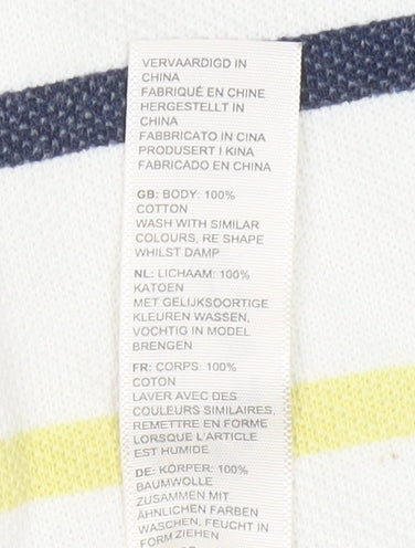 Fat Face Womens White Striped 1/4 Zip Cotton Sweatshirt Size 18