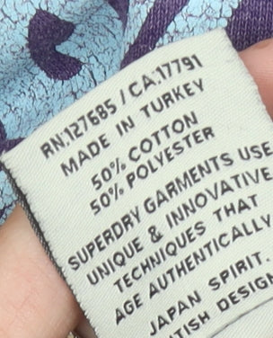 Superdry Men’s Purple Pullover Hoodie M Graphic Print Lion Sports