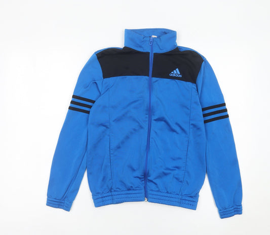 Adidas Boys Blue Track Jacket 11-12 Years Full Zip Sports Top