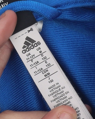 Adidas Boys Blue Track Jacket 11-12 Years Full Zip Sports Top