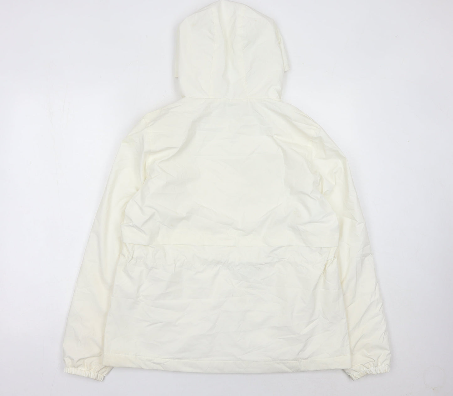 New Balance Womens Ivory Windbreaker Jacket L Hooded Full Zip