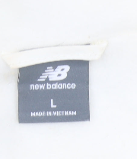 New Balance Womens Ivory Windbreaker Jacket L Hooded Full Zip