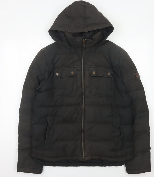 Timberland Men’s Black Puffer Jacket Hooded Size M Regular Fit