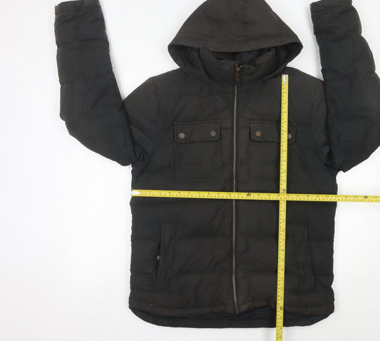 Timberland Men’s Black Puffer Jacket Hooded Size M Regular Fit