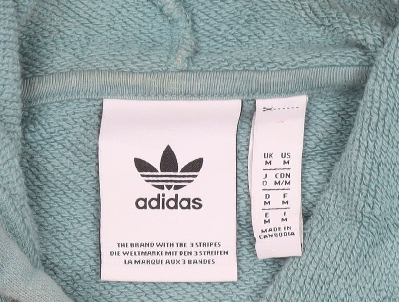 Adidas Womens Green Hoodie Pullover M Logo Sports Casual