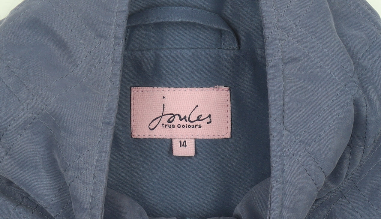 Joules Women’s Blue Quilted Jacket Size 14 Zip Pockets Lightweight