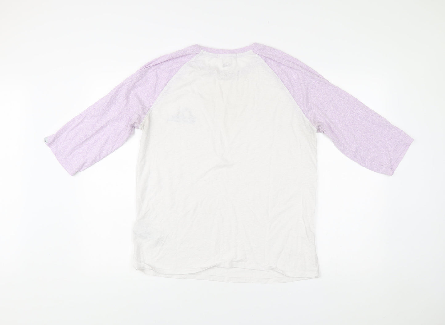 Quiksilver Men's L White Purple Raglan Logo 3/4 Sleeve T-Shirt