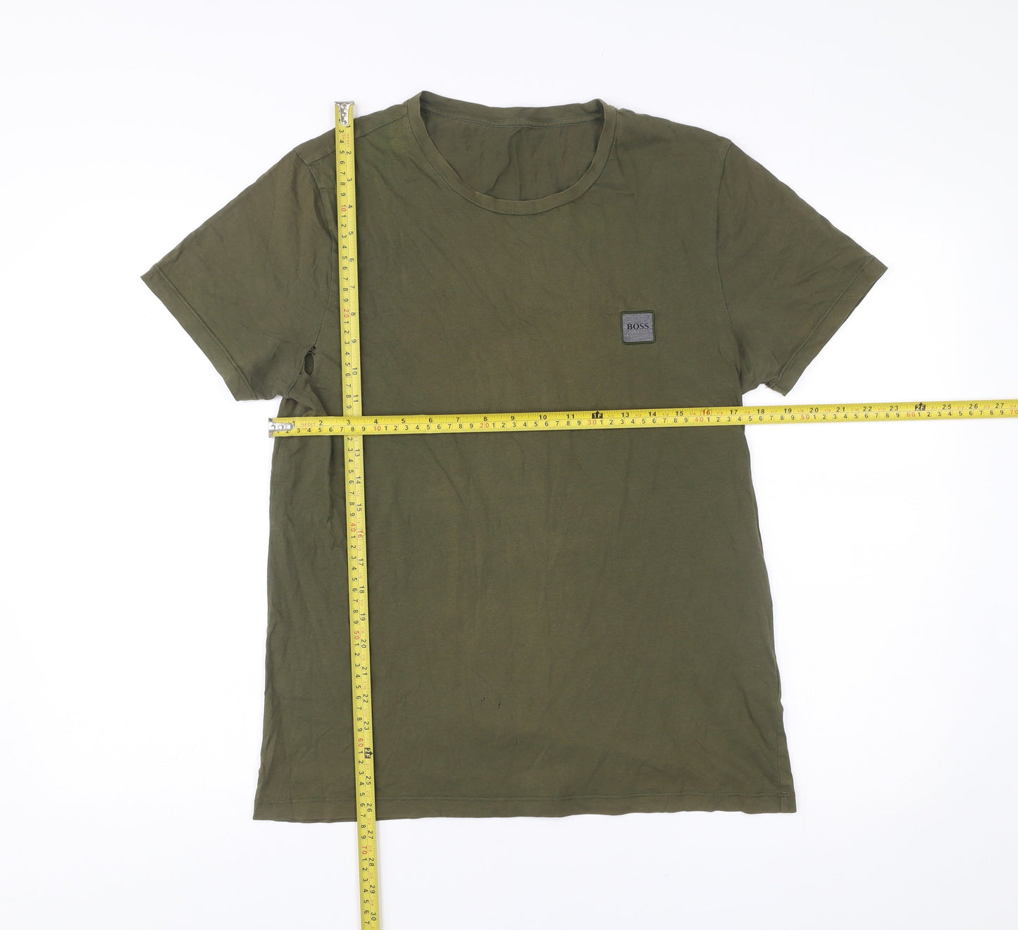 Hugo Boss Men's Green Cotton Jersey Logo T-Shirt Size L Regular Fit