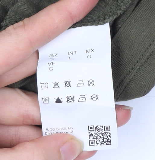 Hugo Boss Men's Green Cotton Jersey Logo T-Shirt Size L Regular Fit