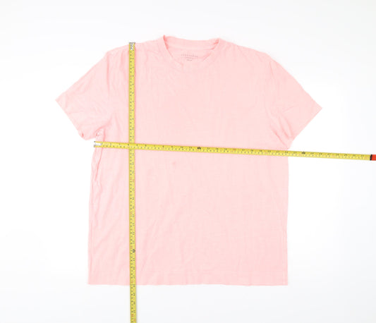 AllSaints Men’s Pink Oversized Fit Crew Neck Cotton T-Shirt Medium