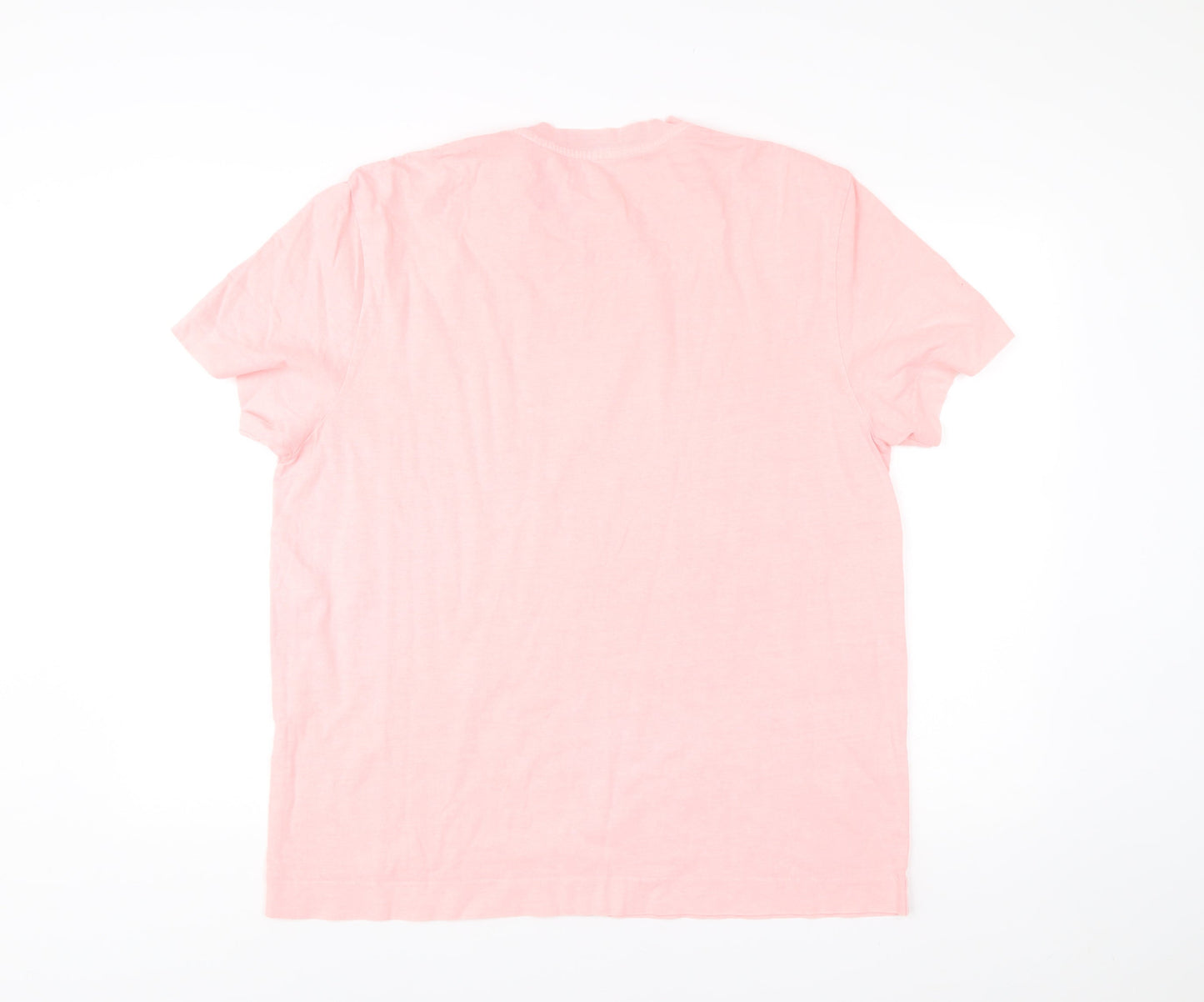 AllSaints Men’s Pink Oversized Fit Crew Neck Cotton T-Shirt Medium