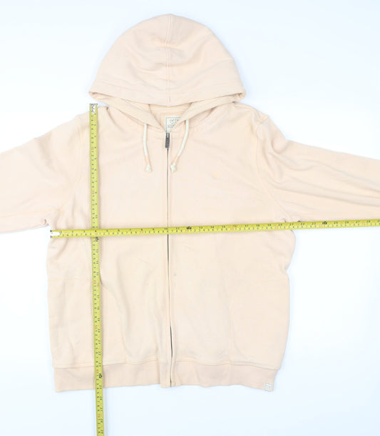 Fat Face Mens Beige Full Zip Hoodie Size L Cotton Blend Hooded Sweatshirt