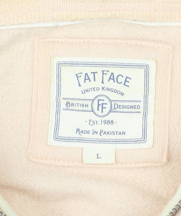 Fat Face Mens Beige Full Zip Hoodie Size L Cotton Blend Hooded Sweatshirt