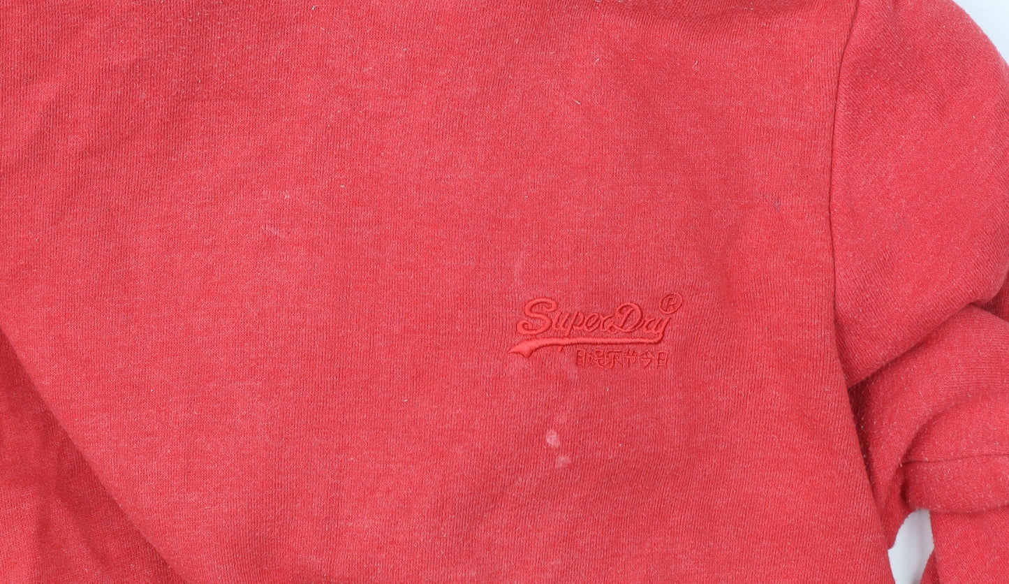 Superdry Womens Red Pullover Hoodie Size 12 Cotton Blend