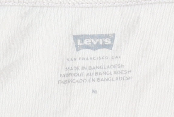 Levi's Womens Beige Colourblock Logo T-Shirt Medium Cotton