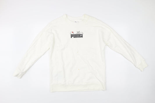 Puma Hello Kitty Womens White Sweatshirt Size S Cotton Blend