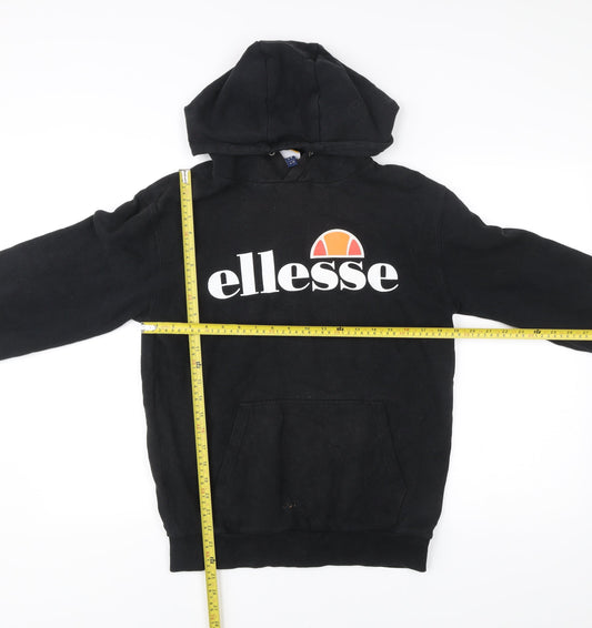 Ellesse Womens Black Hoodie UK 12 Pullover Logo Graphic Sweatshirt