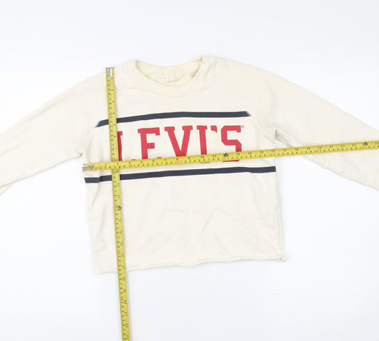 Levi's Womens Ivory XS Logo Pullover Sweatshirt Cotton