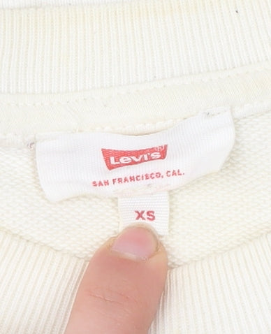 Levi's Womens Ivory XS Logo Pullover Sweatshirt Cotton