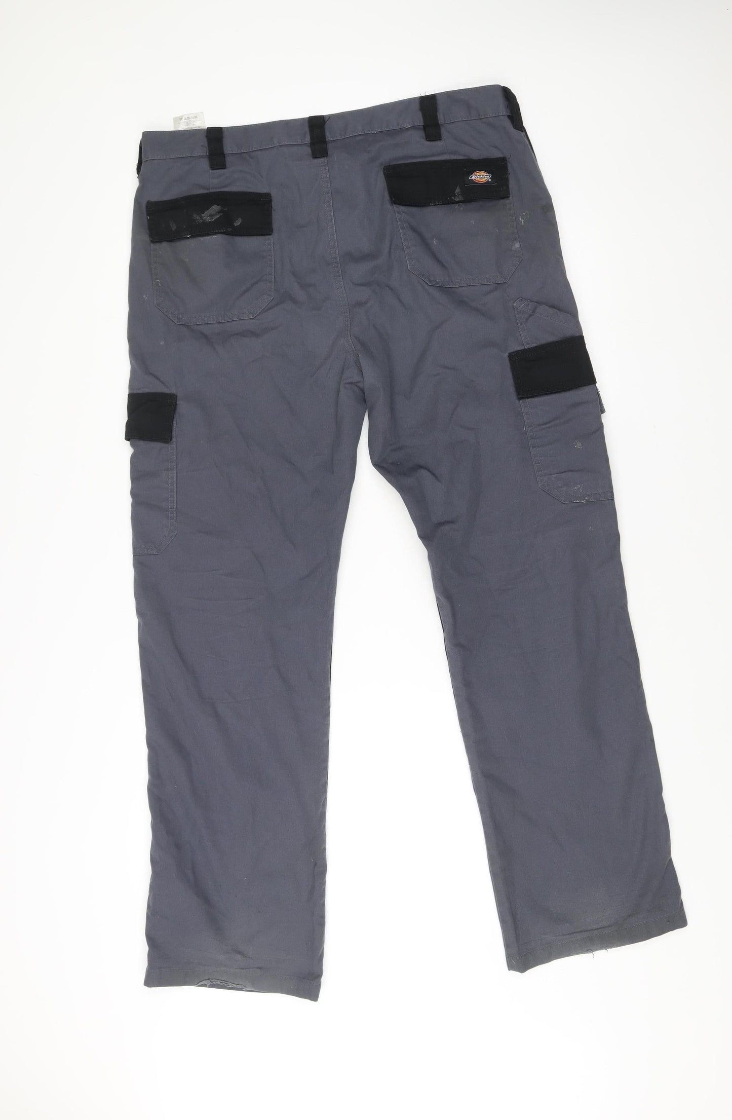 Dickies Mens Grey Cargo Work Trousers W36 L32 Polyester Cotton