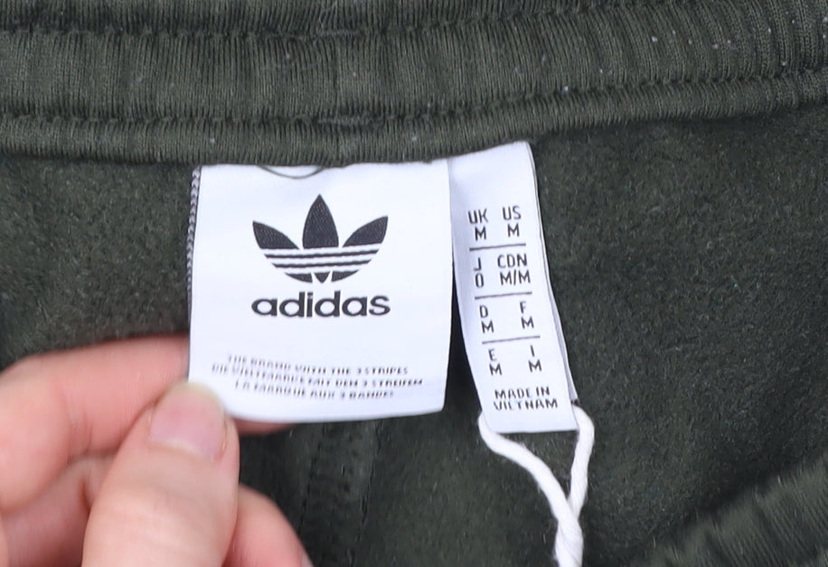 Adidas Men’s Green Jogger Track Pants M Regular Fit Tapered Fleece