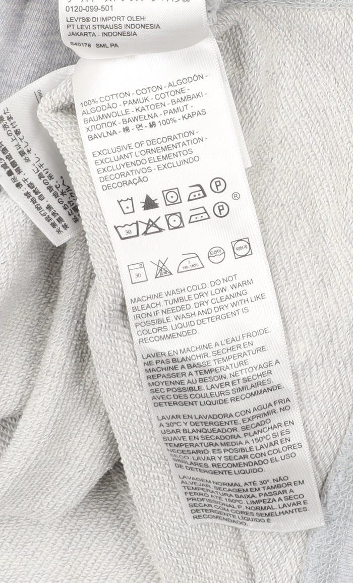 Levi's Men's Grey Pullover Hoodie L Regular Fit Cotton